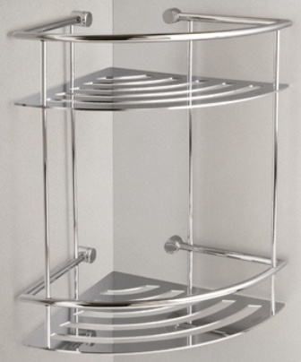 MILLER CLASSIC CHROME BATHROOM 2 TIER CORNER SHOWER SHELF, 863C
