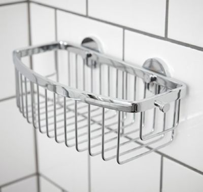MILLER CLASSIC CHROME BATHROOM GLUEABLE D-SHAPED BASKET with HOOK, 866C/CG1 (P2G)