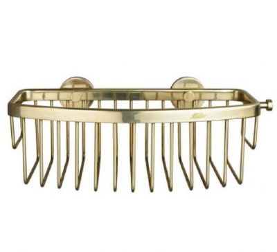 MILLER CLASSIC POLISHED UNTREATED BRASS BATHROOM GLUEABLE D-SHAPED BASKET with HOOK, 866MP/MPG1