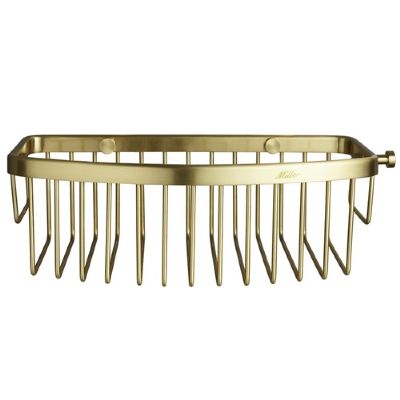 MILLER CLASSIC BRUSHED LACQUERED BRASS BATHROOM D-SHAPED BASKET with HOOK, 866MP1