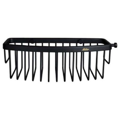 MILLER CLASSIC MATT BLACK BATHROOM D-SHAPED BASKET with HOOK, 866B