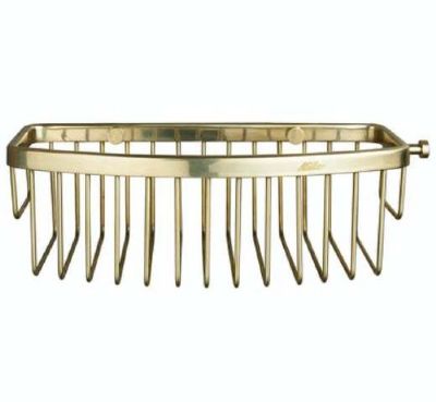 MILLER CLASSIC POLISHED UNTREATED BRASS BATHROOM D-SHAPED BASKET with HOOK, 866MP