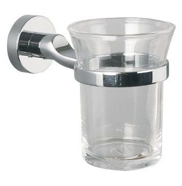 MILLER BOND CHROME BATHROOM CLEAR GLASS TUMBLER HOLDER, 8703C (P2G)