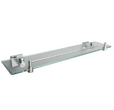 MILLER ATLANTA CHROME BATHROOM 50cm CLEAR GLASS SHELF with GUARD/GALLERY RAIL, 8802C