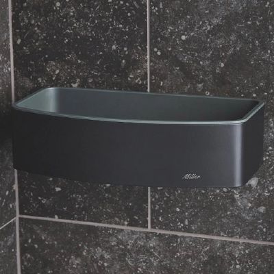 MILLER CLASSIC MATT BLACK BATHROOM D-SHAPED BASKET with REMOVABLE TRAY, 880B (P2G)