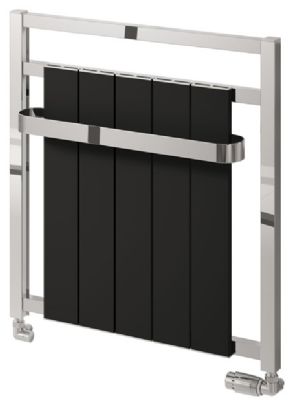 REINA NEWBURY CHROME/MATT BLACK ALUMINIUM DESIGNER TOWEL WARMER H705mm x W675mm, A-NBY7067K *SPECIAL OFFER*