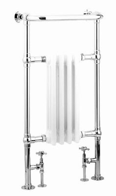 REINA ALICIA CHROME & WHITE BATHROOM TRADITIONAL TOWEL WARMER H950mm x W475mm, RND-ALC01