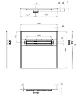 IMPEY AQUA-DEC LINEAR 2 WETROOM FLOOR FORMER 900mm x 900mm for TILED FLOORS, AD2L9090 IMPEY AQUA-DEC LINEAR 2 WETROOM FLOOR FORMER 900mm x 900mm for TILED FLOORS, AD2L9090