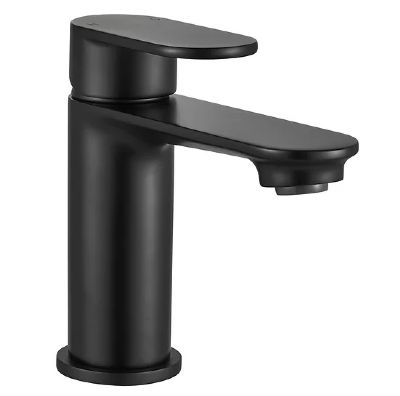 EVO RIPLEY MATT BLACK SINGLE LEVER MONO BASIN MIXER TAP WITH CLICK CLACK/PUSH BUTTON WASTE, BTAP0602MB