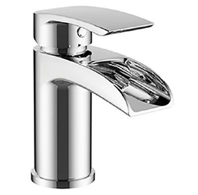 EVO LEYBURN CHROME SINGLE LEVER WATERFALL MONO BASIN MIXER TAP WITH CLICK CLACK/PUSH BUTTON WASTE, BTAP0702