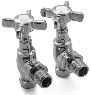 REINA BRONTE TRADITIONAL CHROME ANGLED RADIATOR VALVES, VLV-BRT/A