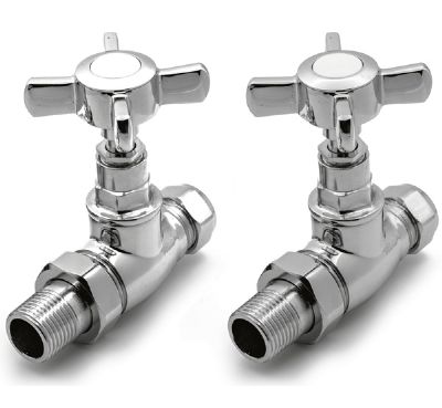 REINA BRONTE TRADITIONAL CHROME STRAIGHT RADIATOR VALVES, VLV-BRT/S