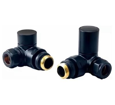 ULTRAHEAT CYLINDRICAL-30 MATT BLACK CORNER RADIATOR VALVE SET, CYH853MB