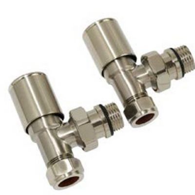 ULTRAHEAT CYLINDRICAL-25 BRUSHED MATT ANGLED RADIATOR VALVES, CYL850MS