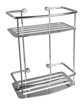 MILLER CLASSIC CHROME BATHROOM D-SHAPED 2-TIER SHOWER SHELF, 871C