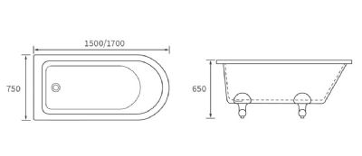 AQUACITY LINCOLN CLASSIC 2-Tap Hole WHITE 1700mm x 750mm FREESTANDING BATH Including Chrome Claw Feet, AC2024 AQUACITY LINCOLN CLASSIC 2-Tap Hole WHITE 1700mm x 750mm FREESTANDING BATH Including Chrome Claw Feet, AC2024