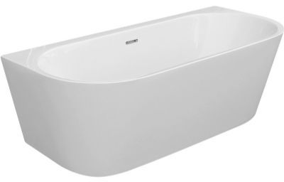 AQUACITY DURHAM MODERN BACK TO WALL WHITE 1700mm x 750mm FREESTANDING BATH with WASTE, AC0092