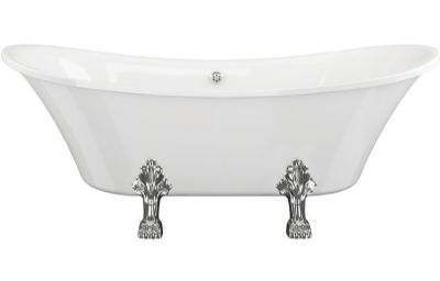 AQUACITY CANTERBURY CLASSIC 0-Tap Hole WHITE 1770mm x 705mm FREESTANDING BATH Including Chrome Lion Feet, AC0022