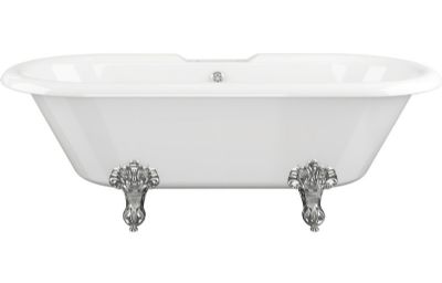 AQUACITY LANCASTER CLASSIC DOUBLE ENDED 2-Tap Hole WHITE 1690mm x 740mm FREESTANDING BATH Including Chrome Claw Feet, AC2020