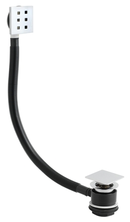 NUIE CHROME SQUARE SPRUNG/PUSH BUTTON/CLICKER/FINGER TIP CONTROL BATH WASTE, EK308 (P2G)