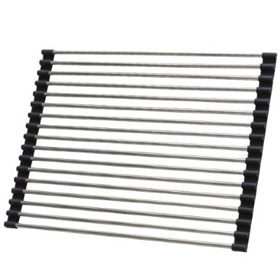 GRANMASTER UNIVERSAL STAINLESS STEEL/BLACK SILICONE RUBBER DRAINING/COOLING MAT, GFS0036 (P2G)