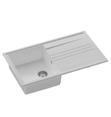 GRANMASTER LUKA 100 INSET WHITE QUARTZ SINGLE BOWL SINGLE DRAINER SINK, GRA0002