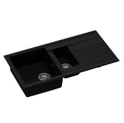 GRANMASTER LUKA 150 INSET BLACK METALLIC QUARTZ 1.5 BOWL SINGLE DRAINER SINK, GRA0006