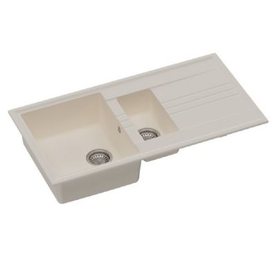 GRANMASTER LUKA 150 INSET LIGHT BEIGE QUARTZ 1.5 BOWL SINGLE DRAINER SINK, GRA0008