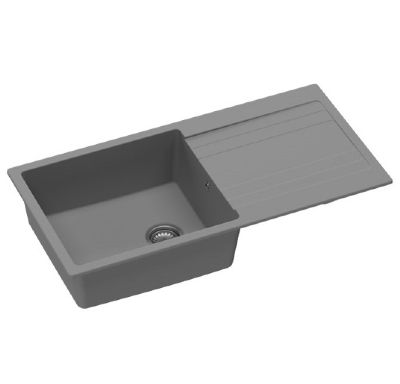 GRANMASTER RIVA XL INSET TITAN GREY QUARTZ SINGLE BOWL SINGLE DRAINER SINK, GRA0016