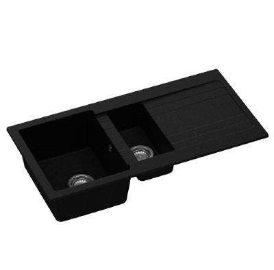 GRANMASTER RIVA 150 INSET BLACK METALLIC QUARTZ 1.5 BOWL SINGLE DRAINER SINK, GRA0031