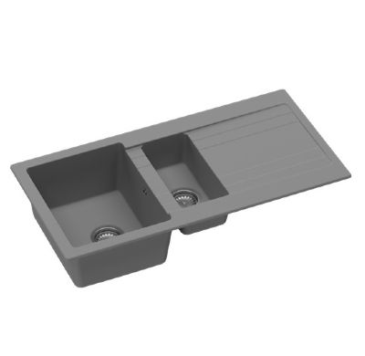 GRANMASTER RIVA 150 INSET TITAN GREY QUARTZ 1.5 BOWL SINGLE DRAINER SINK, GRA0036