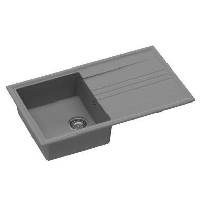 GRANMASTER LUKA 100 INSET TITAN GREY QUARTZ SINGLE BOWL SINGLE DRAINER SINK, GRA0040