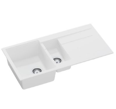 GRANMASTER AVANA 150 INSET WHITE QUARTZ 1.5 BOWL SINGLE DRAINER SINK, GRA0106