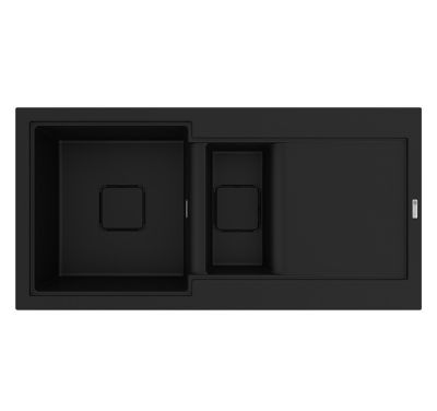 GRANMASTER WATERFALL 150 INSET MATT BLACK QUARTZ 1.5 BOWL SINGLE DRAINER SINK, GRA0115 GRANMASTER WATERFALL 150 INSET MATT BLACK QUARTZ 1.5 BOWL SINGLE DRAINER SINK, GRA0115