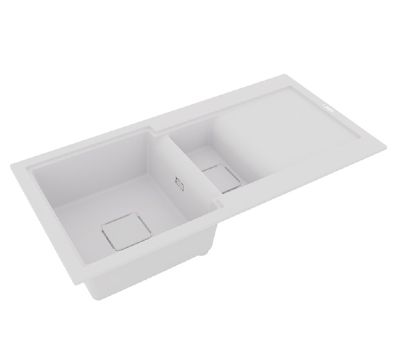 GRANMASTER WATERFALL 150 INSET WHITE QUARTZ 1.5 BOWL SINGLE DRAINER SINK, GRA0116