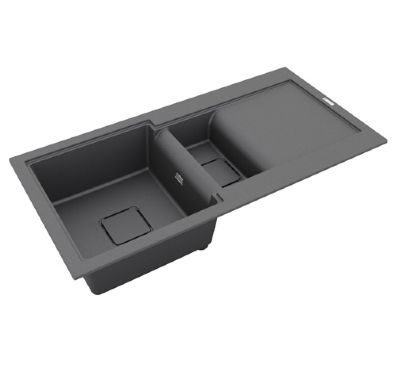 GRANMASTER WATERFALL 150 INSET TITAN GREY QUARTZ 1.5 BOWL SINGLE DRAINER SINK, GRA0117