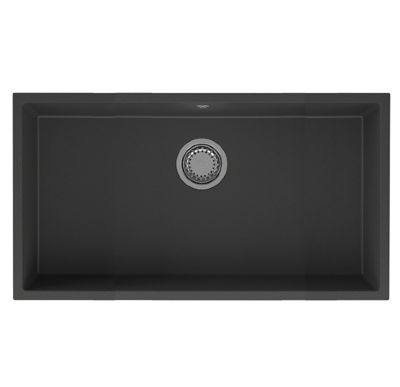 GRANMASTER COMO XL UNDERMOUNTED/INSET/FLUSH MOUNTED BLACK METALLIC QUARTZ SINGLE BOWL SINK, GRA0130