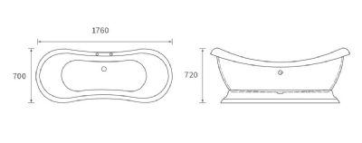AQUACITY OXFORD CLASSIC BACK TO WALL 2-Tap Hole WHITE 1760mm x 700mm FREESTANDING BATH with BASE, AC2012 AQUACITY OXFORD CLASSIC BACK TO WALL 2-Tap Hole WHITE 1760mm x 700mm FREESTANDING BATH with BASE, AC2012