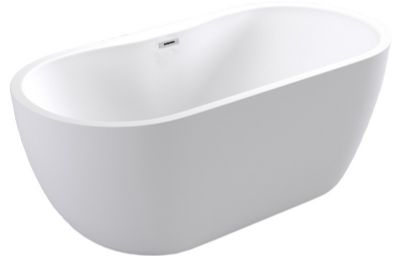 AQUACITY PLYMOUTH MODERN WHITE 1550mm x 745mm FREESTANDING BATH with WASTE, AC0074
