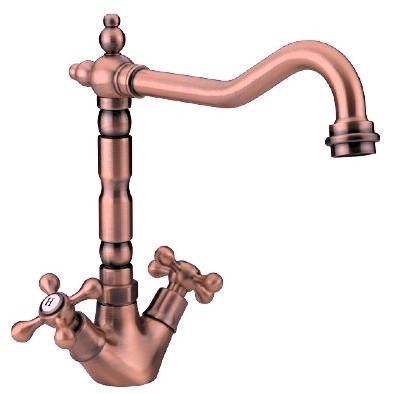SAGITTARIUS TRAFALGAR FRENCH CLASSIC ANTIQUE BRUSHED COPPER TRADITIONAL MONO KITCHEN SINK MIXER TAP with SWIVEL SPOUT, KTT/293/BC *SPECIAL OFFER*