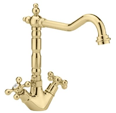 SAGITTARIUS TRAFALGAR FRENCH CLASSIC ANTIQUE GOLD TRADITIONAL MONO KITCHEN SINK MIXER TAP with SWIVEL SPOUT, KTT/293/G *SPECIAL OFFER*