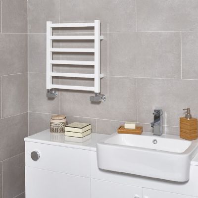 ULTRAHEAT KARNAK WHITE BATHROOM H480mm x W420mm CONTEMPORARY SQUARE TUBULAR TOWEL WARMER, 4K5W ULTRAHEAT KARNAK WHITE BATHROOM H480mm x W420mm CONTEMPORARY SQUARE TUBULAR TOWEL WARMER, 4K5W