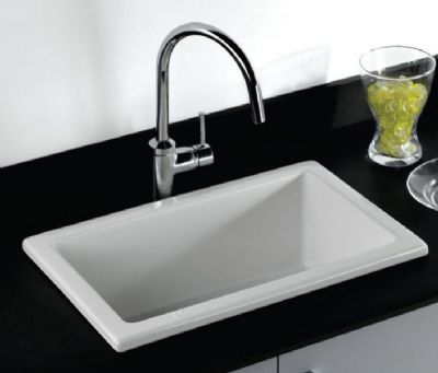 RAK LABORATORY 3 - WHITE RECTANGULAR DROP IN/INSET SINGLE BOWL CERAMIC SINK, LABSINK3