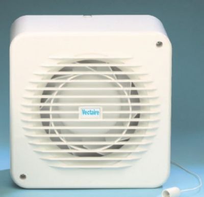 VECTAIRE 'MF' SUPER SILENT CENTRIFUGAL WHITE HUMIDISTAT, CORD, TIMER, NEON 10cm/12cm BATHROOM/KITCHEN EXTRACTOR FAN, MF250HCT (V)