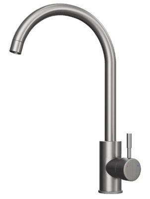 ELLSI TIVOLI BRUSHED STAINLESS STEEL MONO SINGLE LEVER SIDE ACTION KITCHEN SINK MIXER TAP with SWIVEL SPOUT, PDT-000055 (WRAS approved)