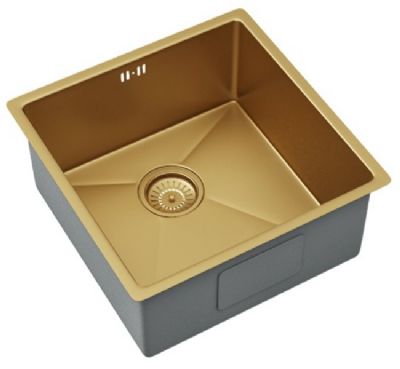 ELLSI ELITE INSET/UNDERMOUNTED GOLD EFFECT FINISH STAINLESS STEEL SINGLE BOWL SINK, PDT-000026