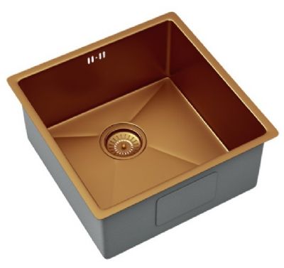 ELLSI ELITE INSET/UNDERMOUNTED COPPER EFFECT FINISH STAINLESS STEEL SINGLE BOWL SINK, PDT-000027