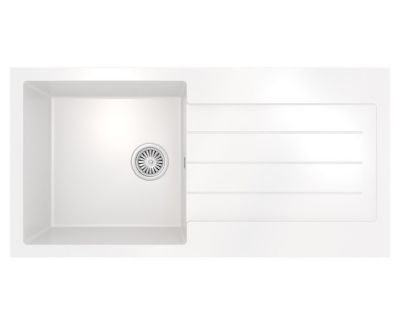 ELLSI COMITE MATT WHITE SINGLE BOWL & DRAINER INSET SINK, PDT-000101