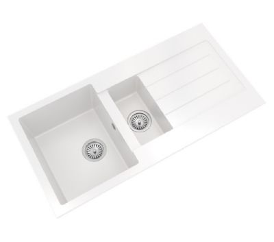 ELLSI COMITE MATT WHITE 1.5 BOWL & DRAINER SINK, PDT-000102