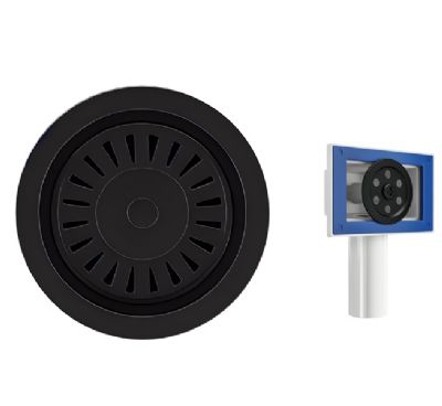 ELLSI MATT BLACK FINISH STAINLESS STEEL 90mm BASKET STRAINER WASTE with ROUND & RECTANGULAR OVERFLOW OPTIONS, PDT-000293